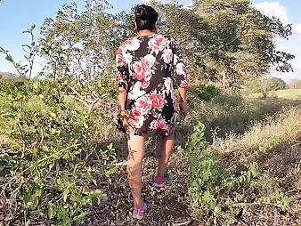 Warm Indian Aunty gets her twat tongued and banged outdoors while accomplish with honeypot banging
