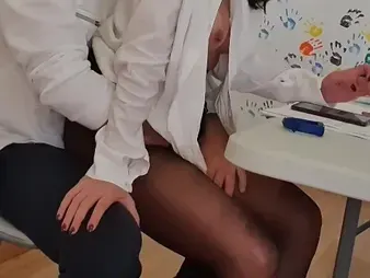 Bashful college damsel in stocking pleads for educator's romp and gets romped hard