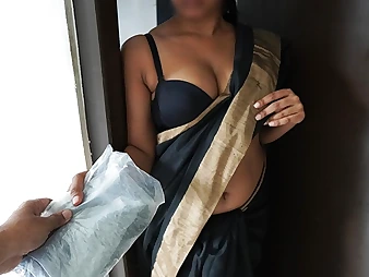 HotSaree, the mischievous Sri Lankan Sinhala hook-up schoolteacher, gets her large fun bags fucked by a delivery guy while her spouse is
