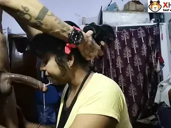 My Indian sister-in-law gets her face packed with jizz while I watch in Hindi