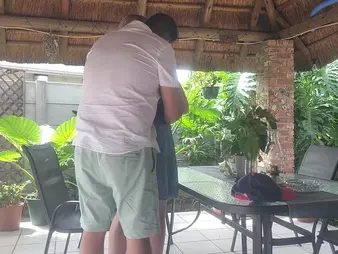 Hot comme ci Honey takes a creampie distance from her neighbour's wife in a real homemade mistiness