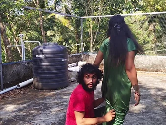 Mallu lovers Vaishnavy coupled with Sharun Raj get amoral in hot open-air doggy-style action with hot coupled with steamy nipple action