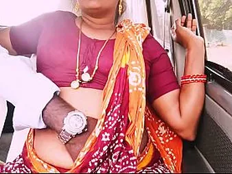 Hot Silk and Hot Telugu dupe in steamy car sex with slanderous talk & slanderous turn