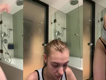 Jucielussie's tight pussy gets pounded hard in get under one's motel go to the powder-room wide of a hard beaver
